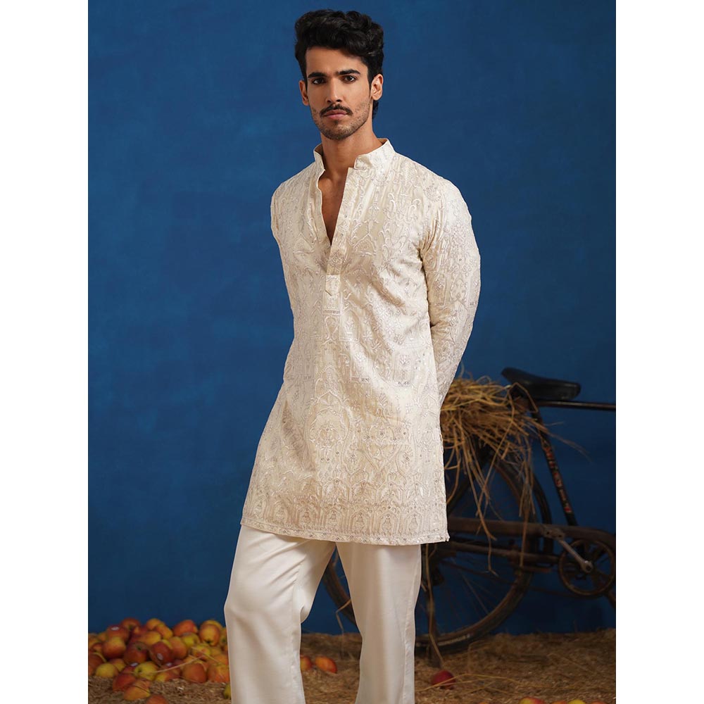 KALPRAAG Arush Cream Short Kurta With Pant