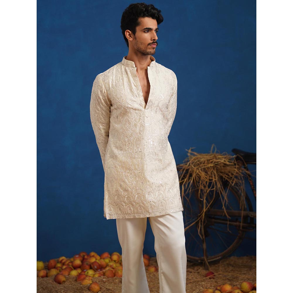 KALPRAAG Arush Cream Short Kurta With Pant