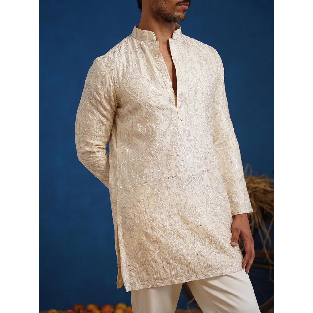 KALPRAAG Arush Cream Short Kurta With Pant