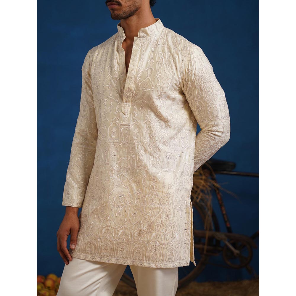 KALPRAAG Arush Cream Short Kurta With Pant
