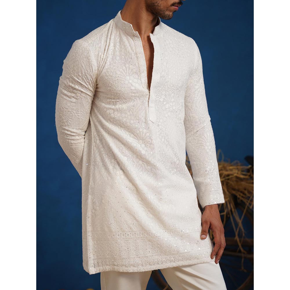 KALPRAAG Pravin White Short Kurta With Pant