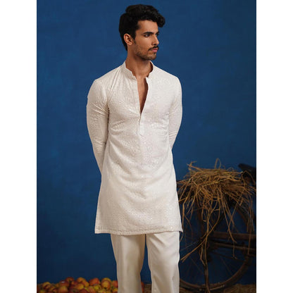 KALPRAAG Pravin White Short Kurta With Pant