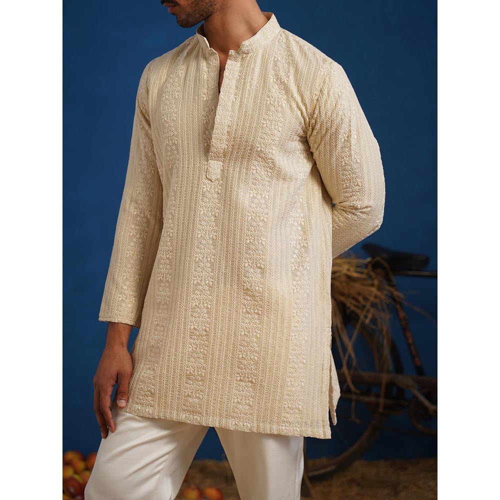 KALPRAAG Daksh Beige Short Kurta With Pant
