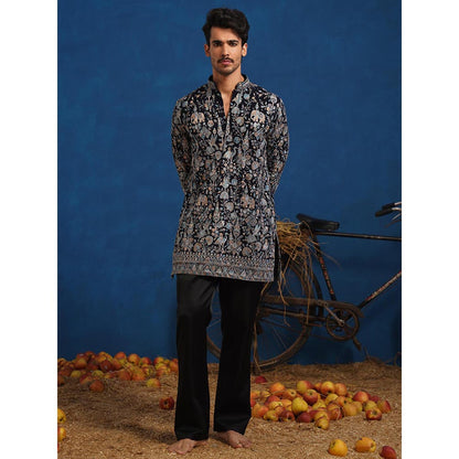 KALPRAAG Omkar Blue Short Kurta With Pant
