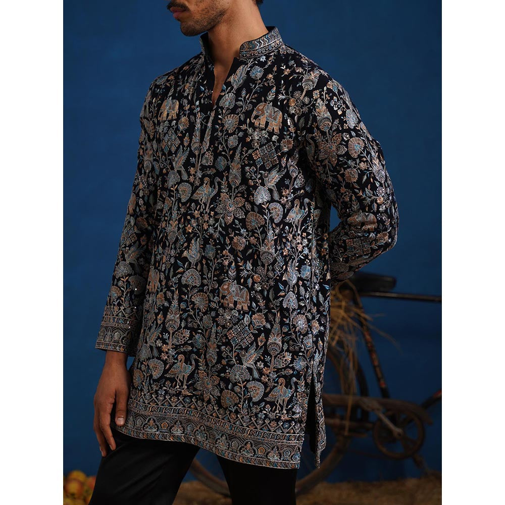 KALPRAAG Omkar Blue Short Kurta With Pant