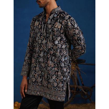 KALPRAAG Omkar Blue Short Kurta With Pant