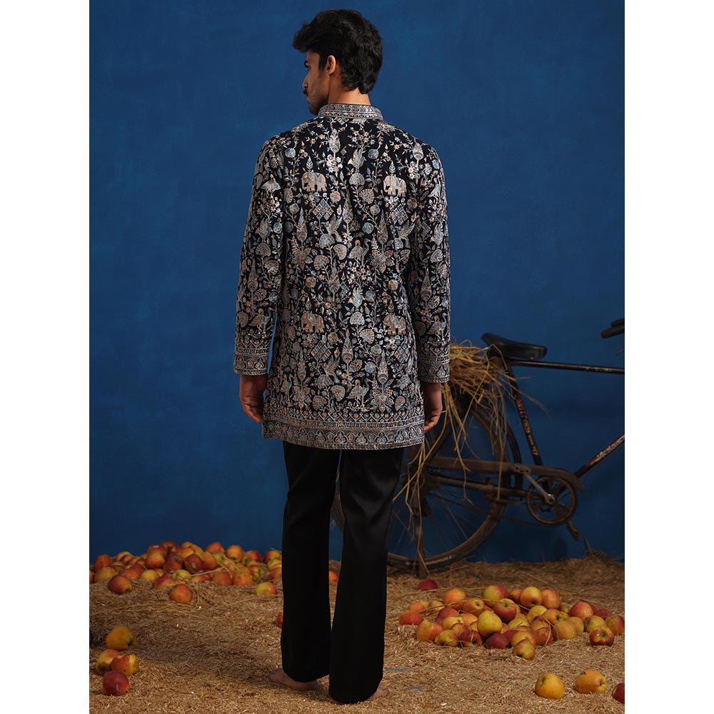 KALPRAAG Omkar Blue Short Kurta With Pant