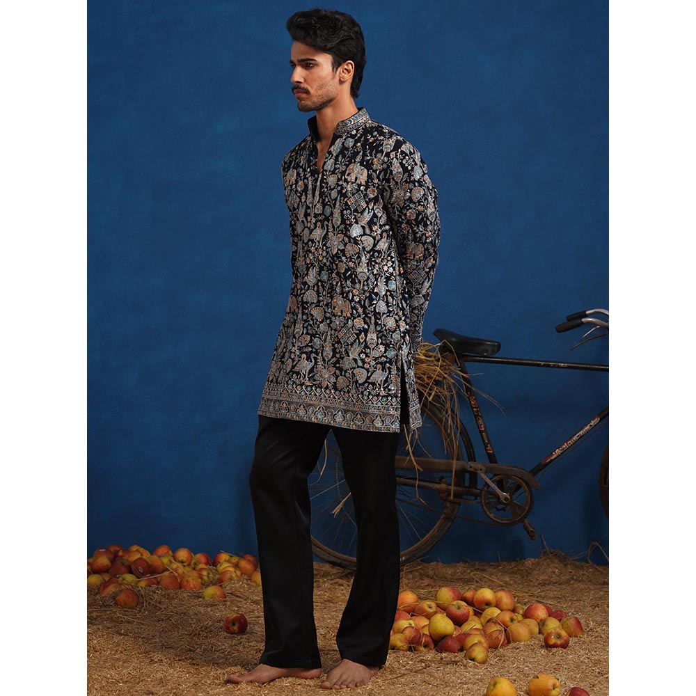 KALPRAAG Omkar Blue Short Kurta With Pant