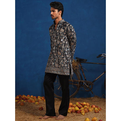 KALPRAAG Omkar Blue Short Kurta With Pant