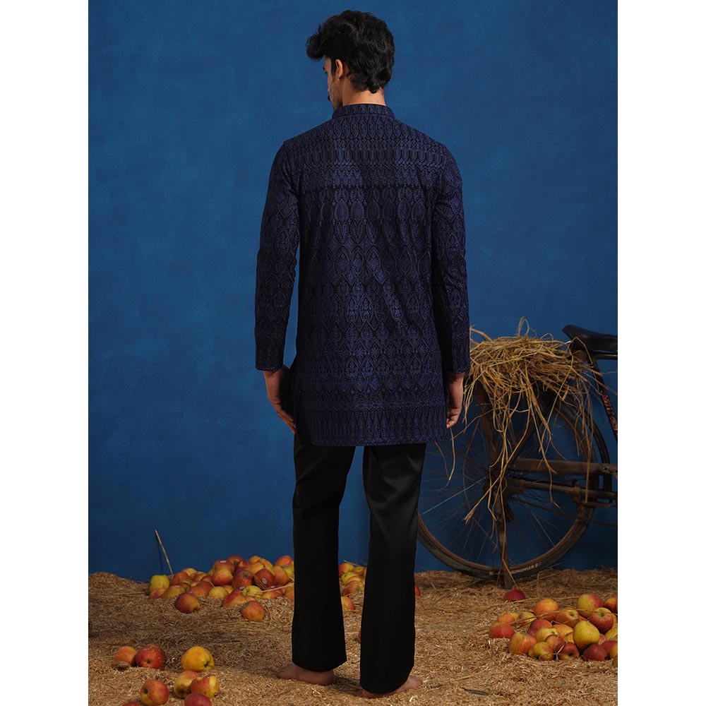 KALPRAAG Lalit Navy Blue Short Kurta With Pant