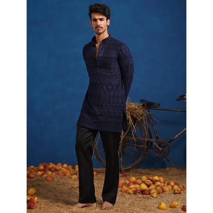 KALPRAAG Lalit Navy Blue Short Kurta With Pant