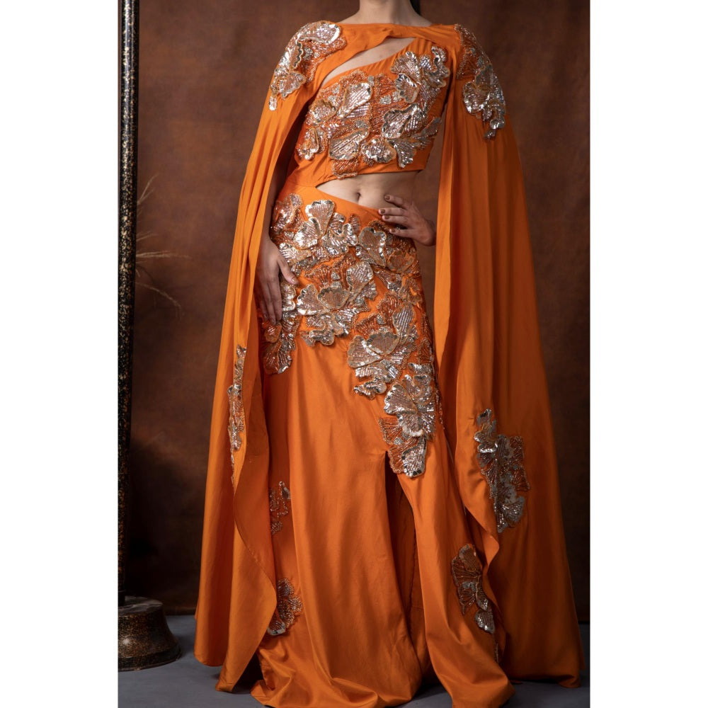 Kanika Verma Marina Drape Dress with Cape (Set of 2)