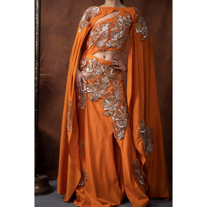 Kanika Verma Marina Drape Dress with Cape (Set of 2)