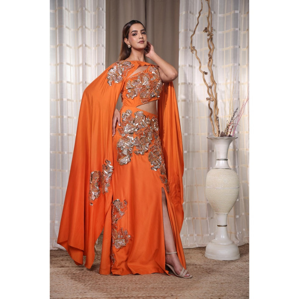 Kanika Verma Marina Drape Dress with Cape (Set of 2)