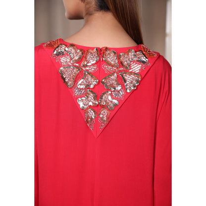 Kanika Verma Red Flowy Kaftan Dress