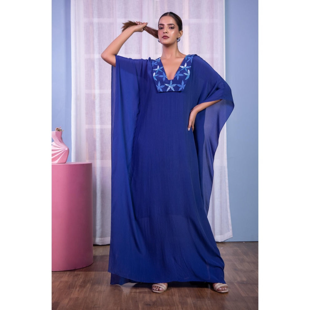 Kanika Verma Blue Flowy Starfish Kaftan Dress