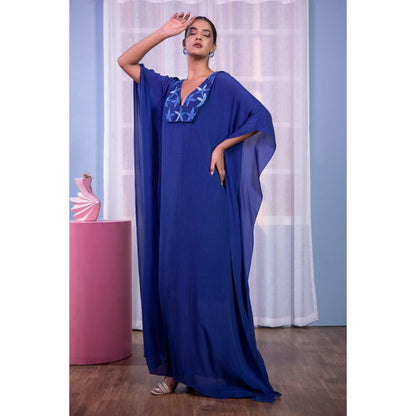 Kanika Verma Blue Flowy Starfish Kaftan Dress