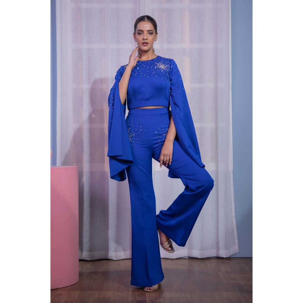 Kanika Verma Blue Crop Top with Pant (Set of 2)