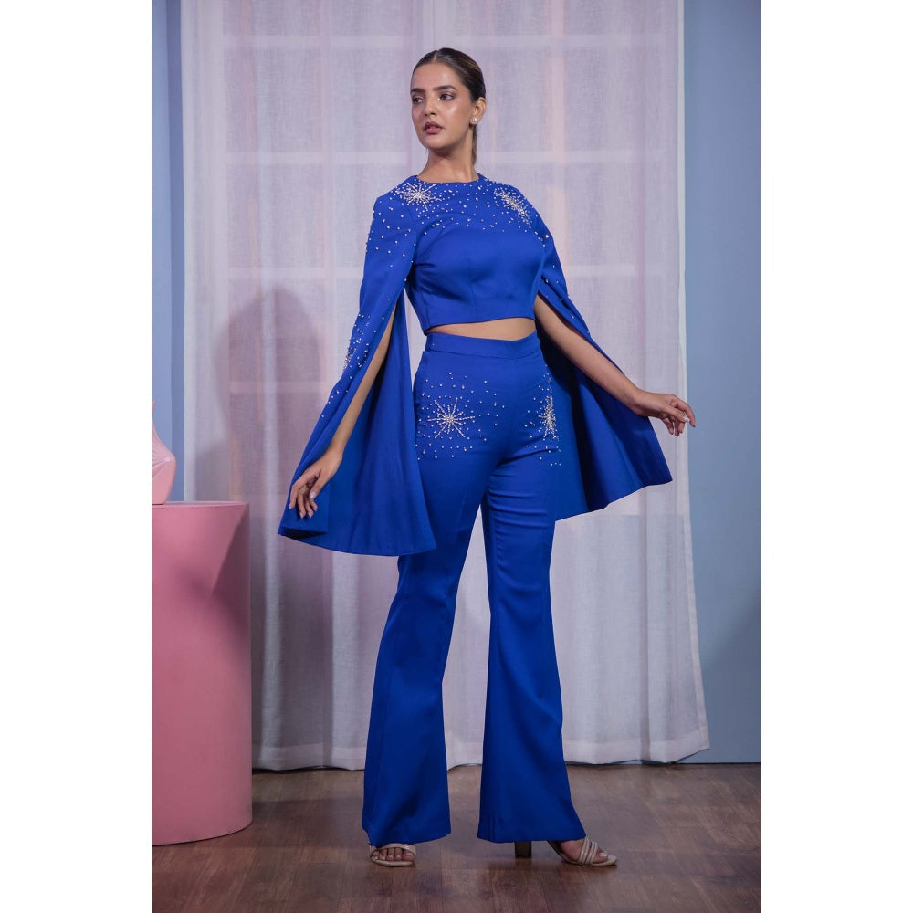 Kanika Verma Blue Crop Top with Pant (Set of 2)
