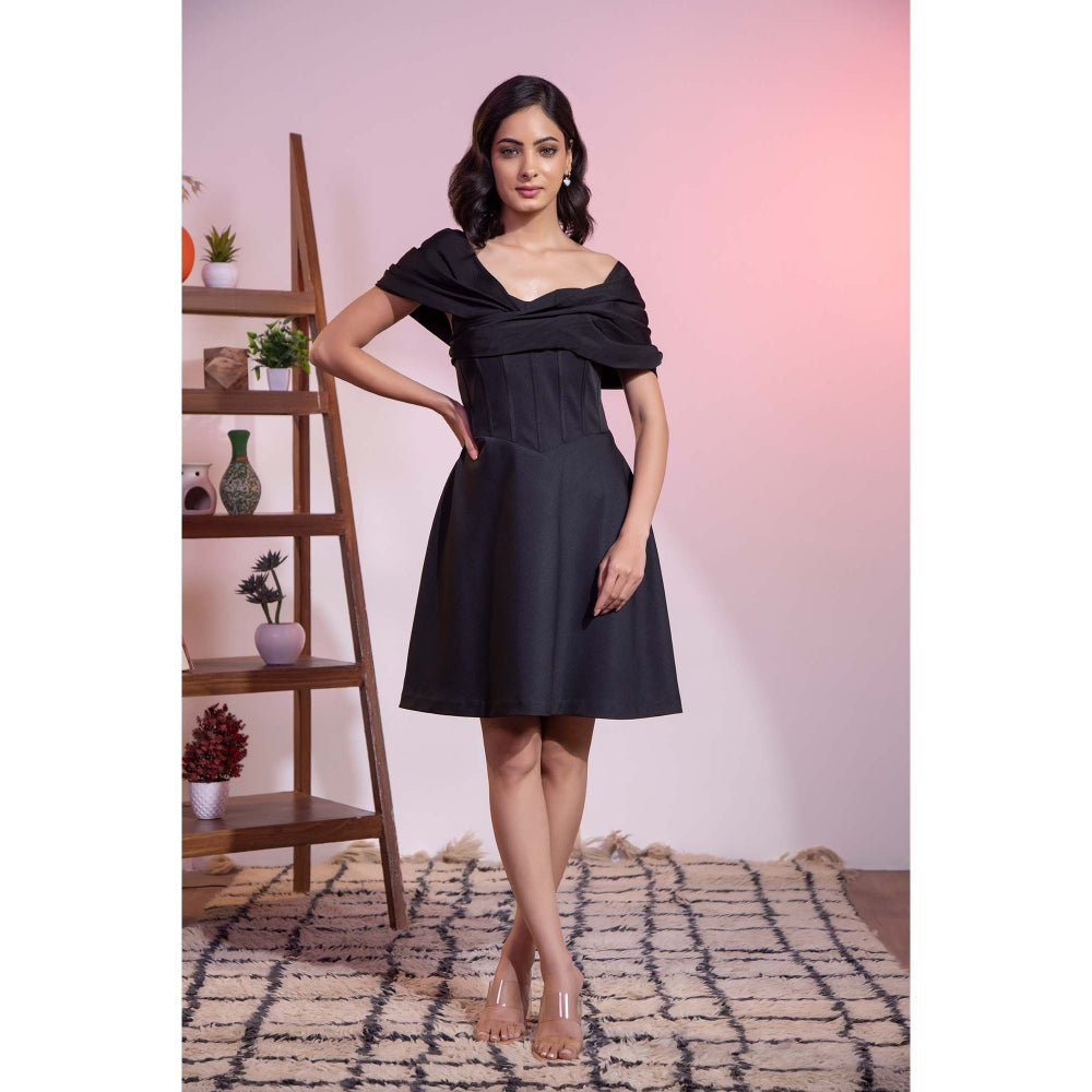 Kanika Verma Black Off Shoulder Dress