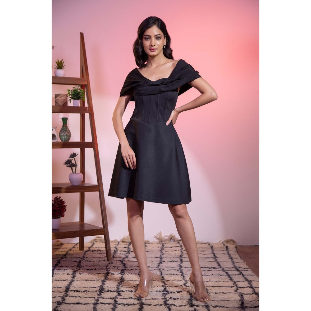Kanika Verma Black Off Shoulder Dress