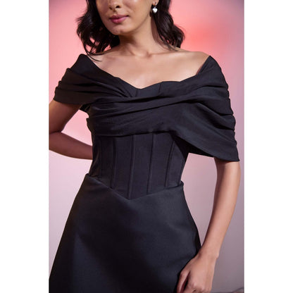 Kanika Verma Black Off Shoulder Dress