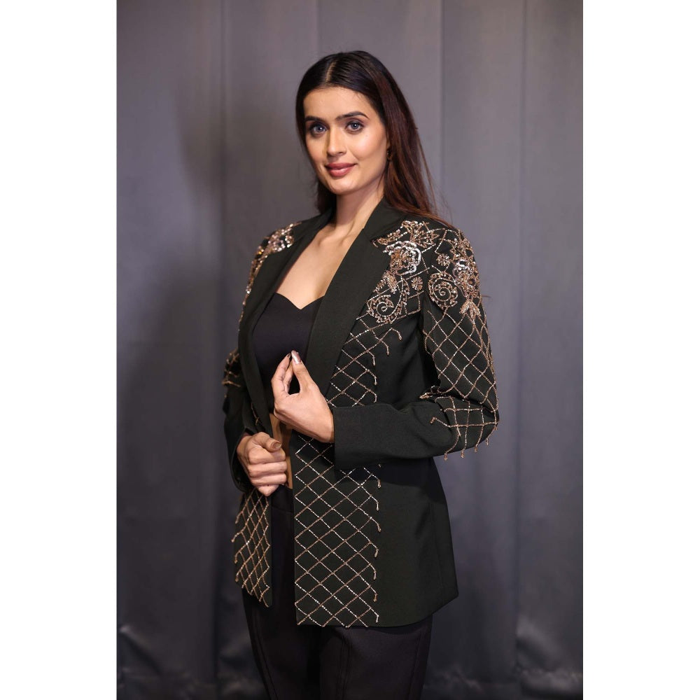 Kanika Verma Green Heavy Embroidery Blazer