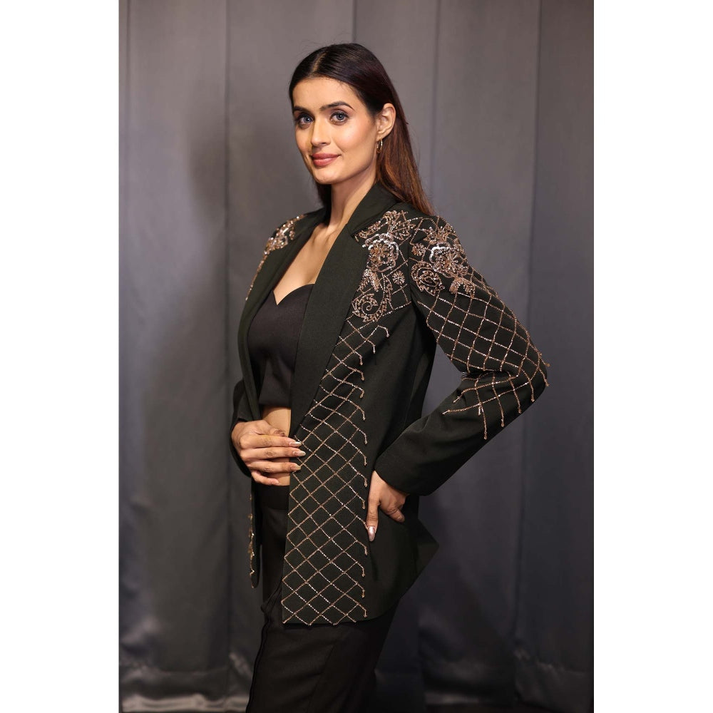 Kanika Verma Green Heavy Embroidery Blazer