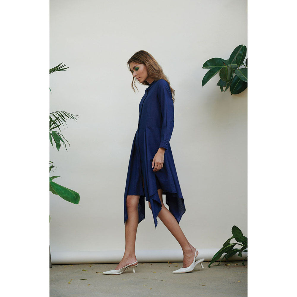 Kanelle Lily Solid Navy Blue Dress