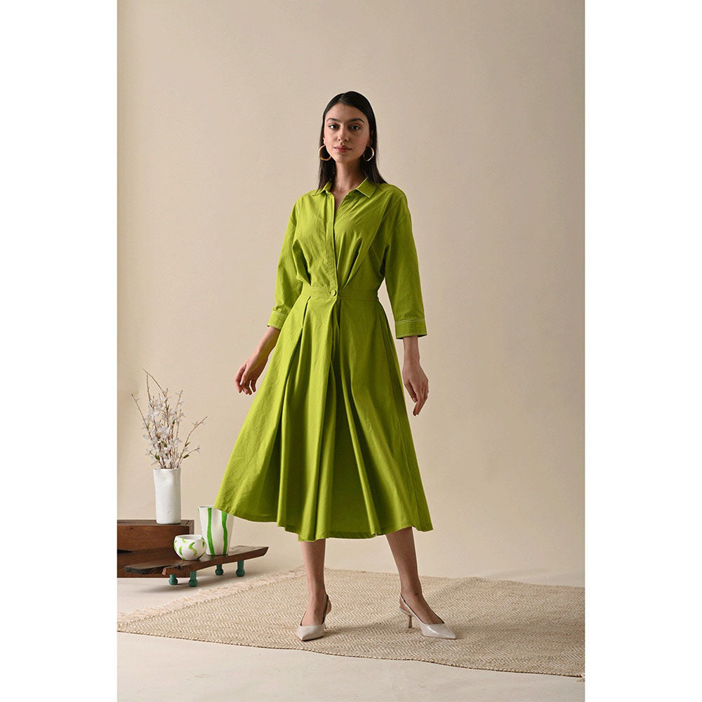 Kanelle Olive Multi Panel Solid Wrap Dress