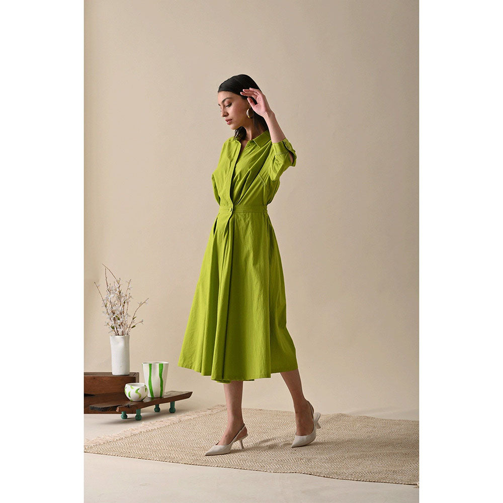 Kanelle Olive Multi Panel Solid Wrap Dress