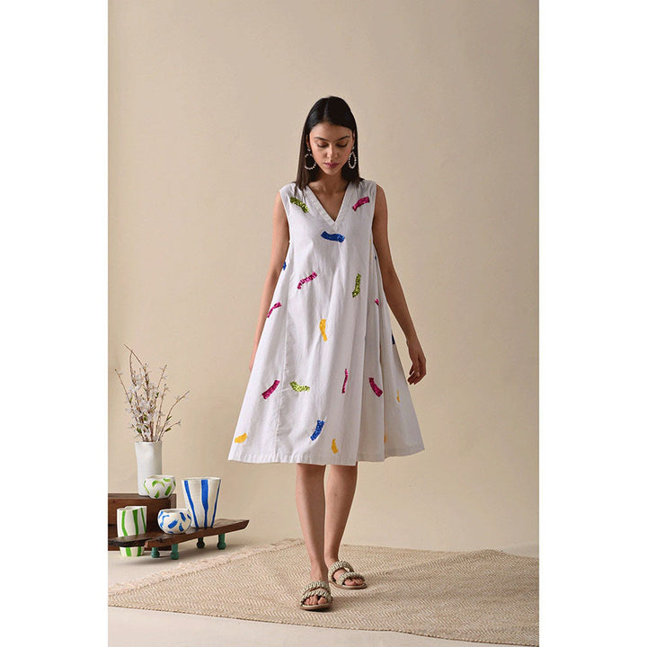 Kanelle Calf Length Embroidered Dress