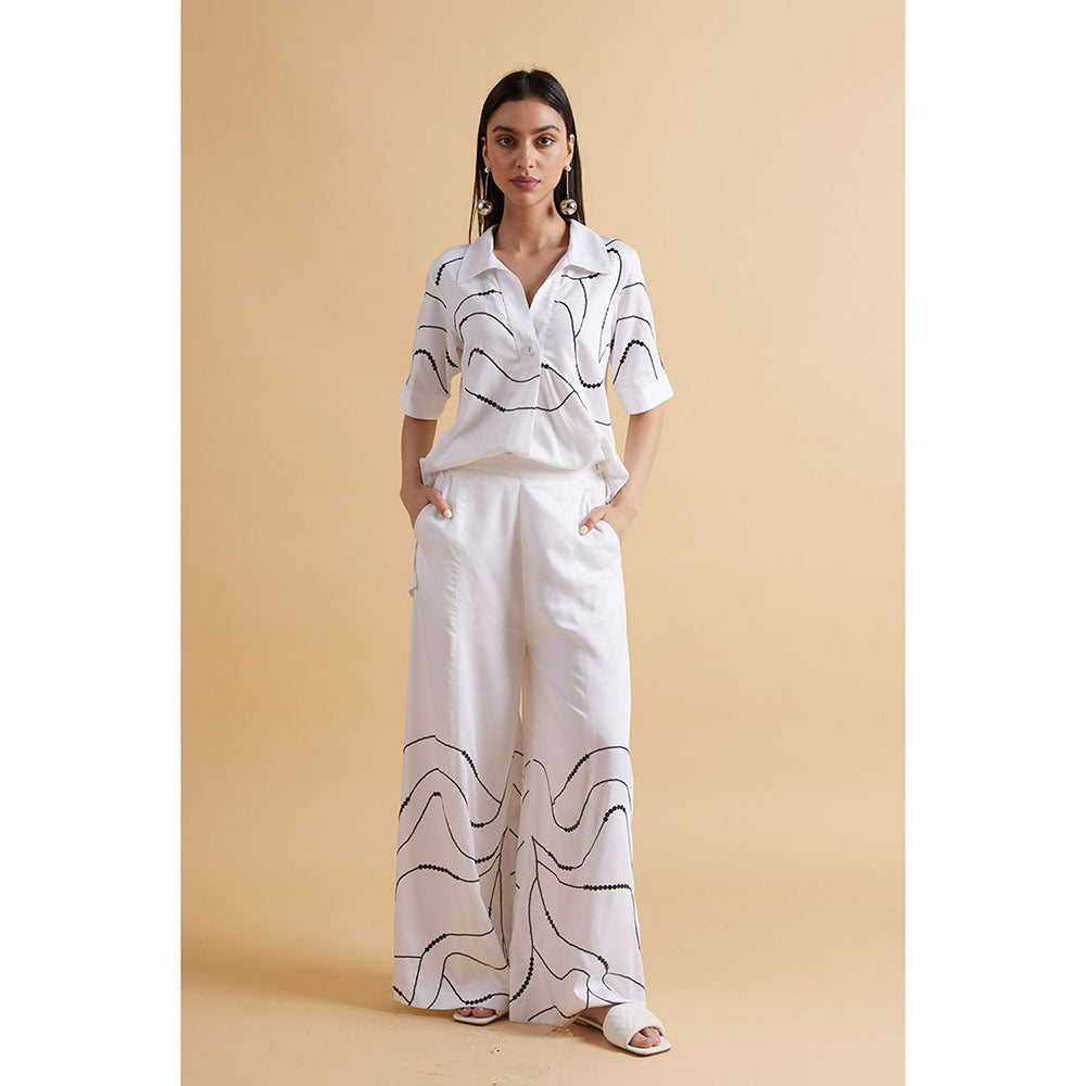Kanelle Summer Embroidered Shirt with Trousers Co-Ord (Set of 2)