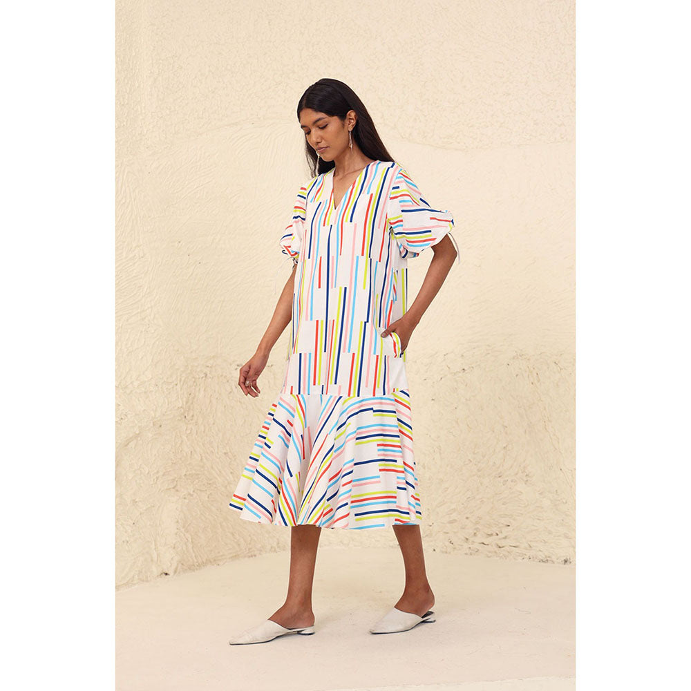 Kanelle Eliana Printed Multi-Colour Midi Dress