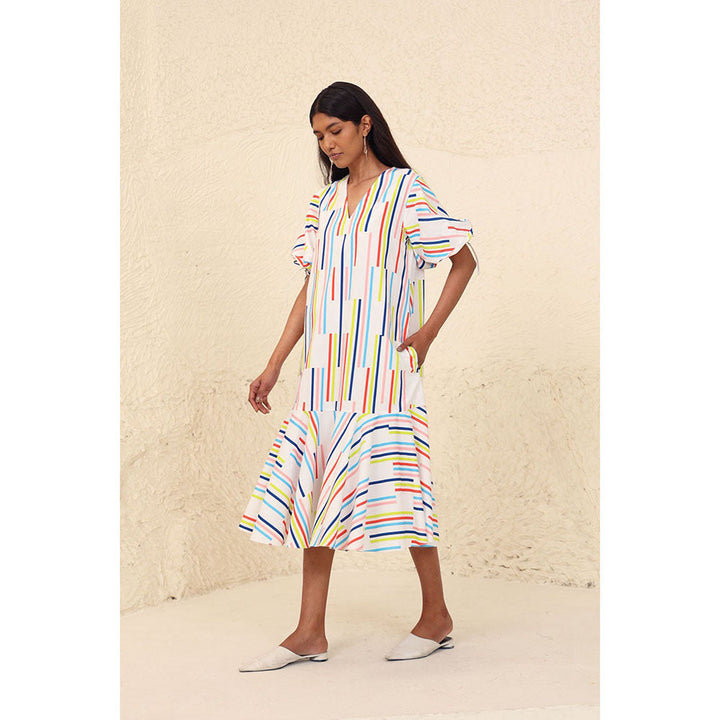 Kanelle Eliana Printed Multi-Colour Midi Dress