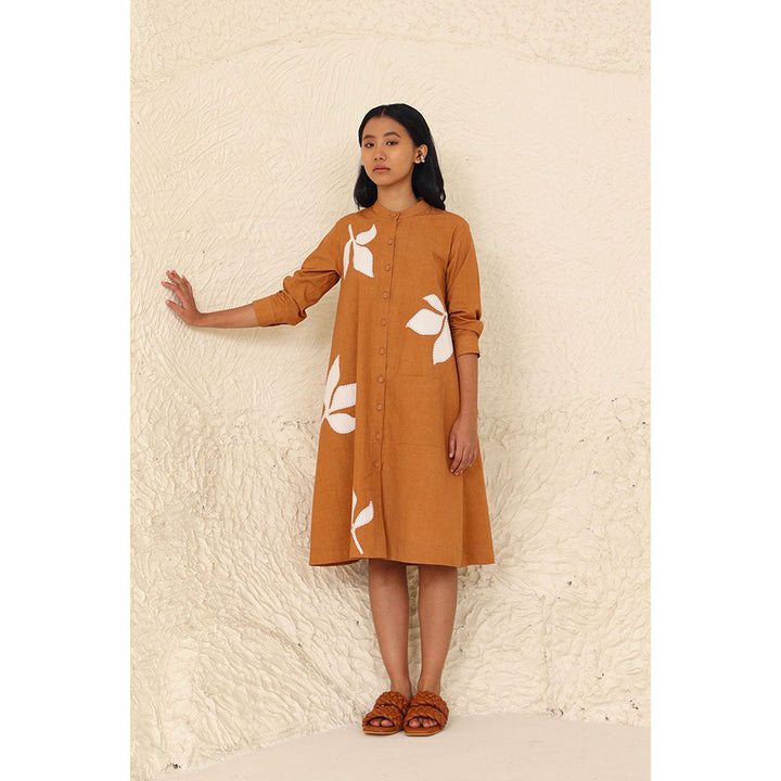 Kanelle Hailey Printed Brown Midi Dress