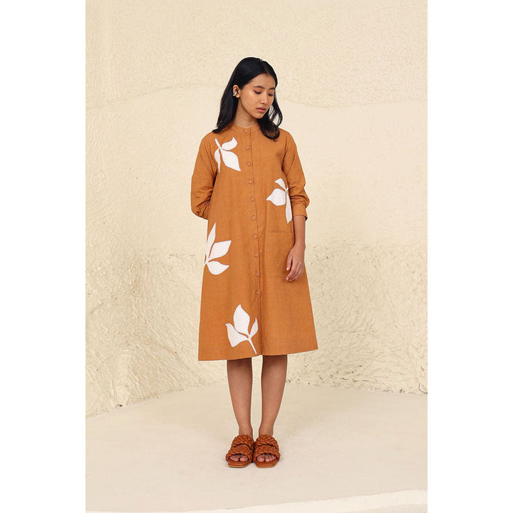 Kanelle Hailey Printed Brown Midi Dress