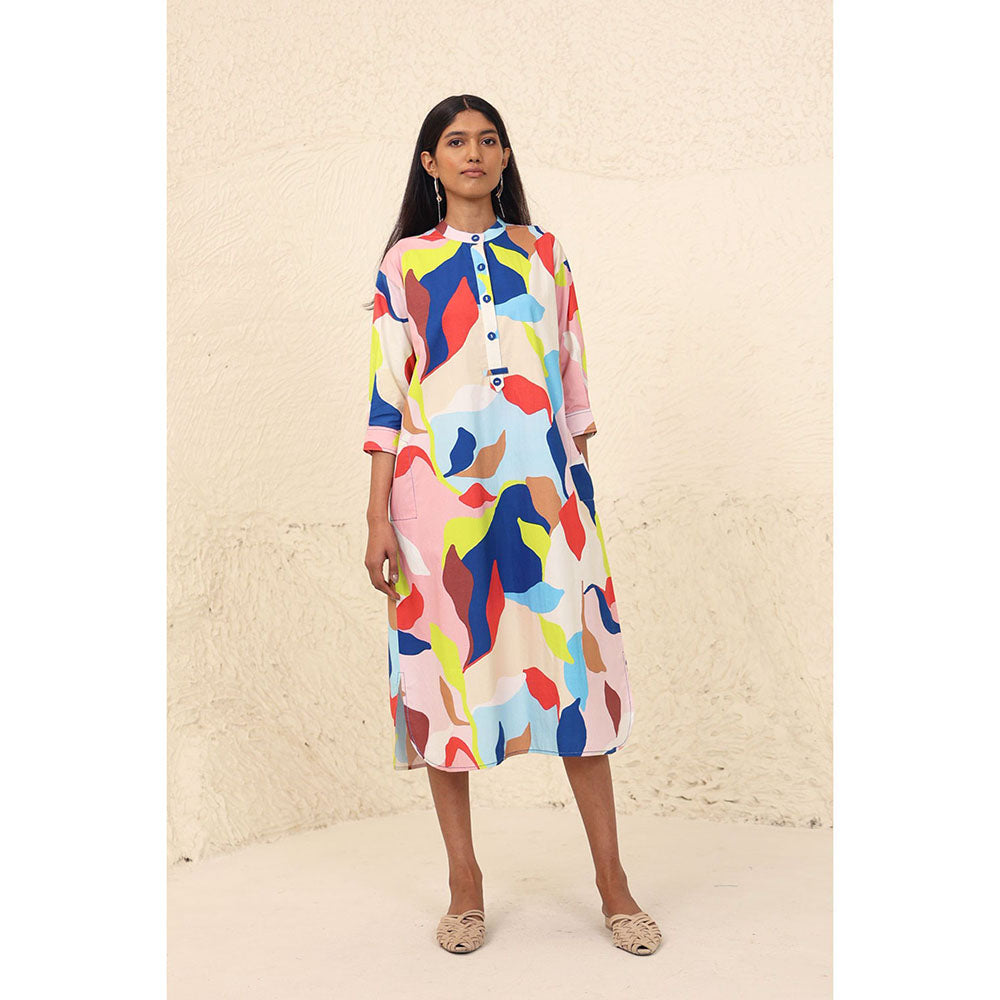Kanelle Wiona Printed Multi-Colour Midi Dress