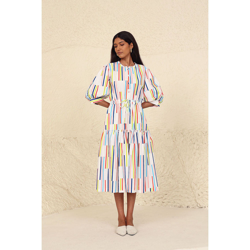 Kanelle Luna Multi-Colour Printed Midi Dress
