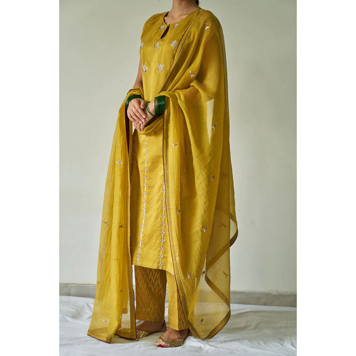 Kanika Sharma Sukhi Haldi Leheriya Kurta with Pant and Dupatta (Set of 3)