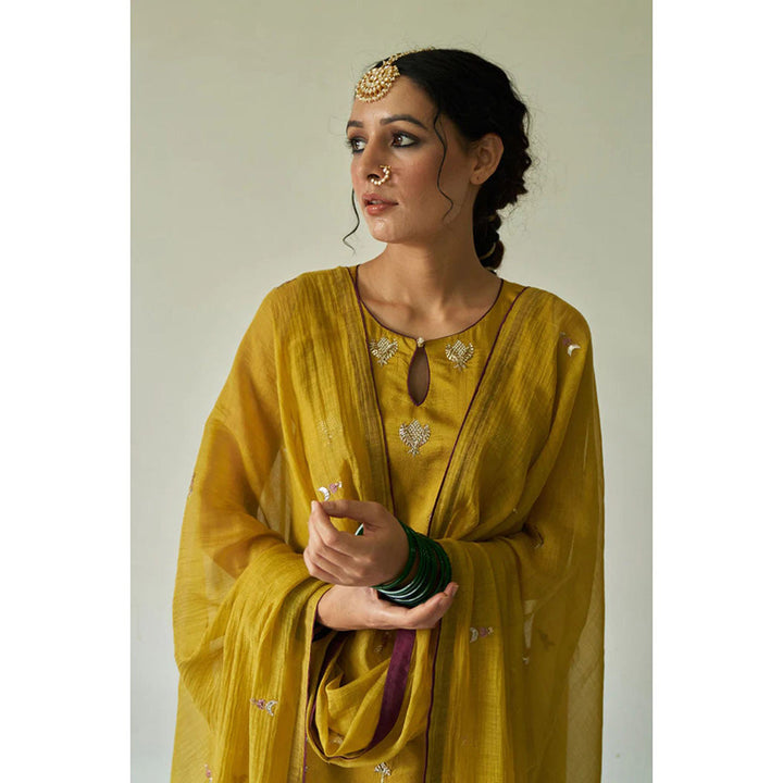 Kanika Sharma Sukhi Haldi Leheriya Kurta with Pant and Dupatta (Set of 3)