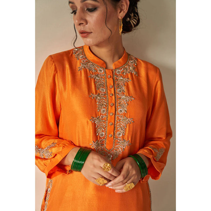 Kanika Sharma Narangi Leheriya Kurta with Dhoti Salwar (Set of 2)