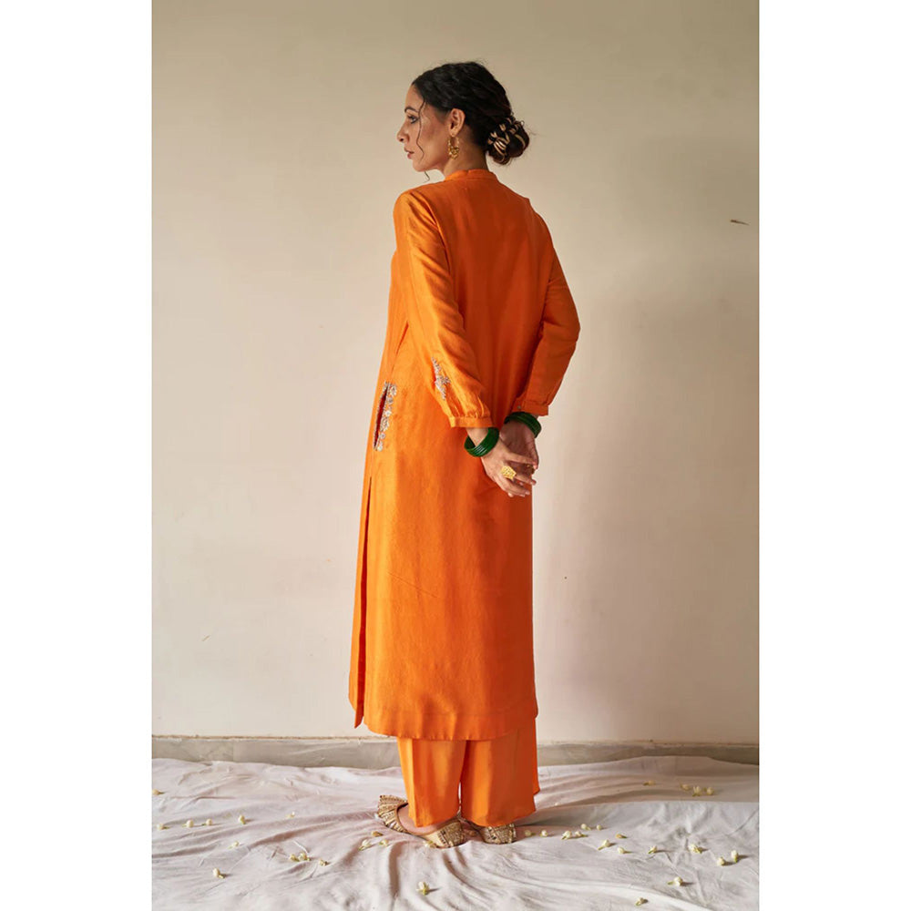 Kanika Sharma Narangi Leheriya Kurta with Dhoti Salwar (Set of 2)