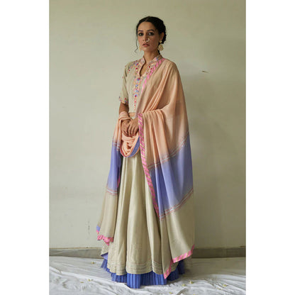 Kanika Sharma Green Floral Sequence Choli with Lehenga and Dupatta (Set of 3)