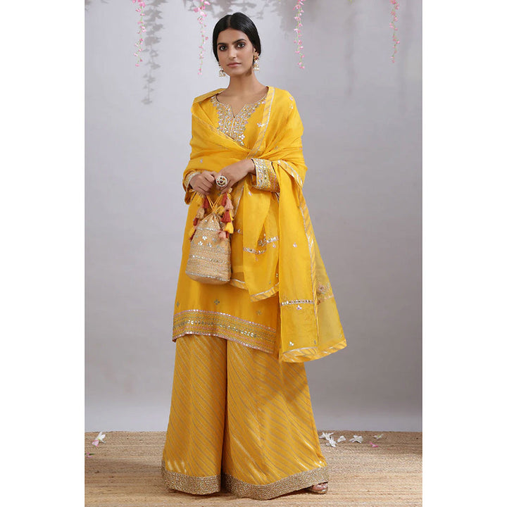 Kanika Sharma Geenda Phool Yellow Sharara (Set of 3)