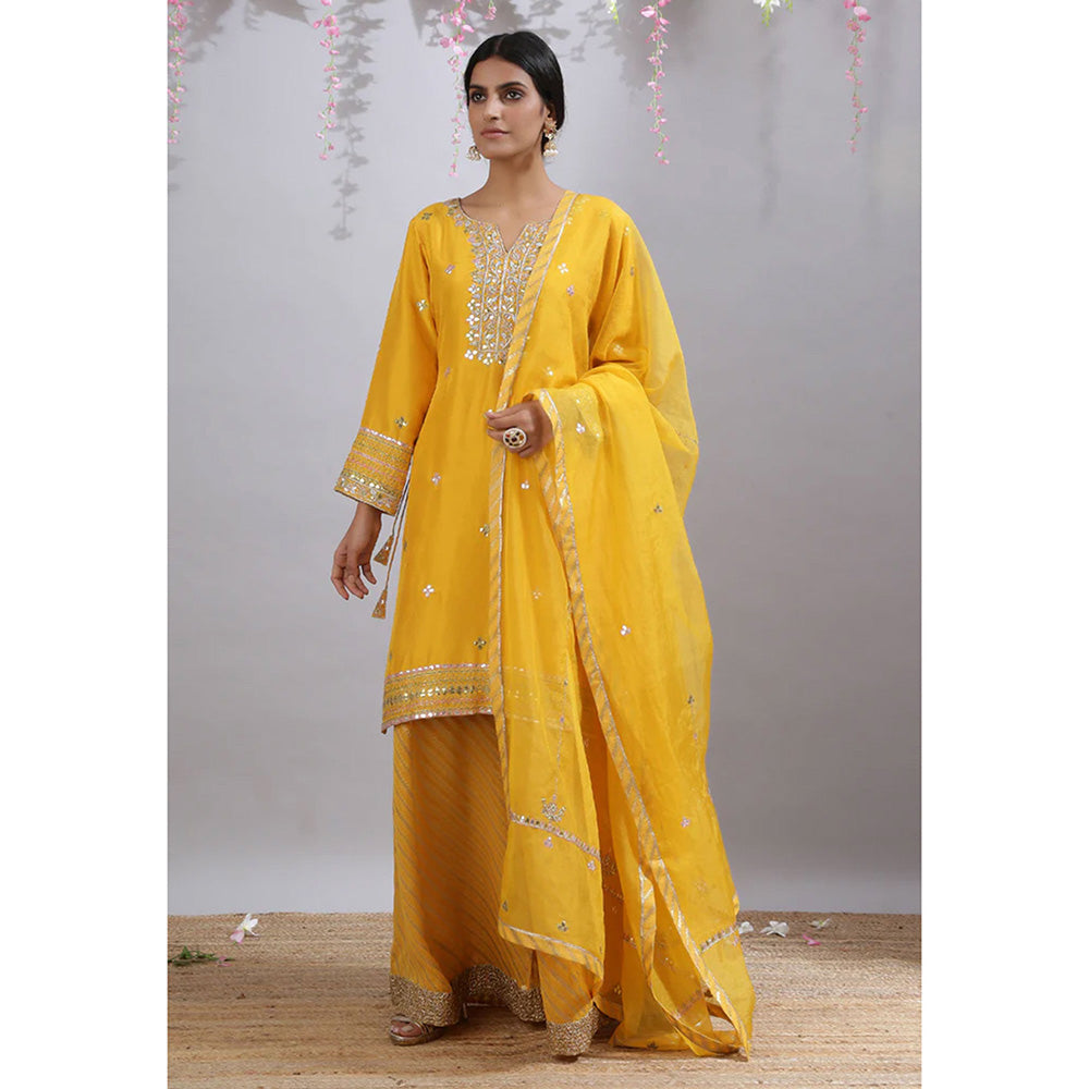 Kanika Sharma Geenda Phool Yellow Sharara (Set of 3)