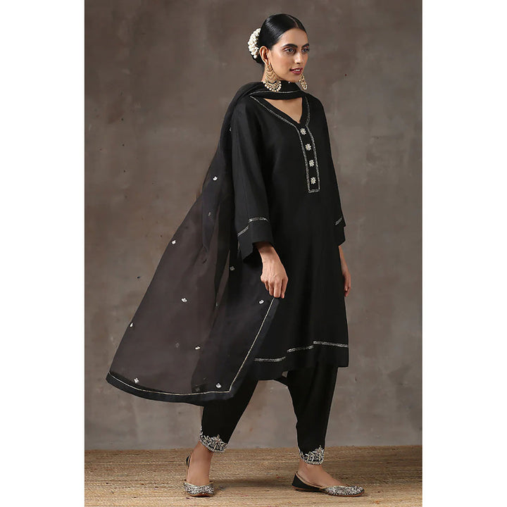 Kanika Sharma Surman Lahoriya Kurta with Peshwa Salwar and Dupatta (Set of 3)