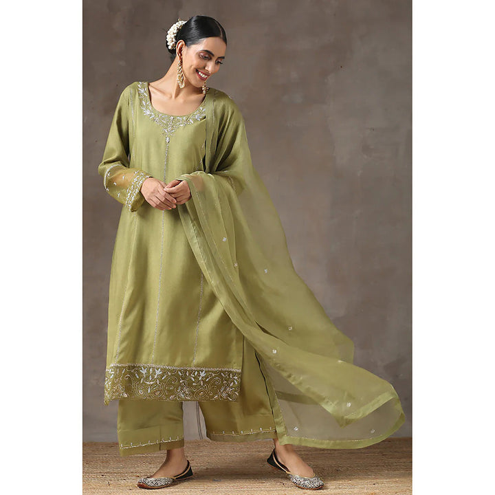 Kanika Sharma Mehendhi Lahoriya Seedha Kurta with Jama and Dupatta (Set of 3)