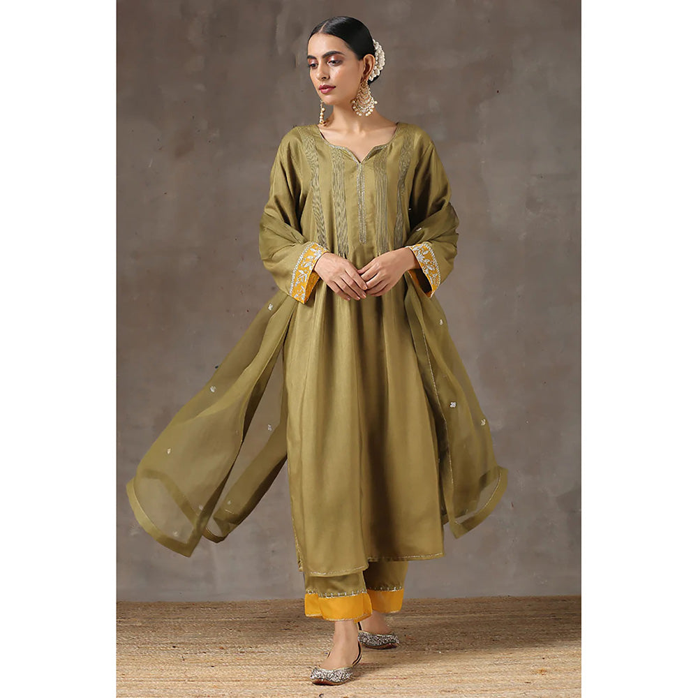 Kanika Sharma Sukhi Mehendhi Ghera Kurta with Jama and Dupatta (Set of 3)