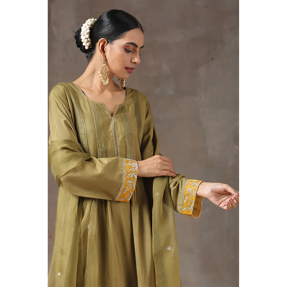 Kanika Sharma Sukhi Mehendhi Ghera Kurta with Jama and Dupatta (Set of 3)